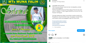 MTs Muna Falih Juara Harapan II KSM Provinsi Yogyakarta